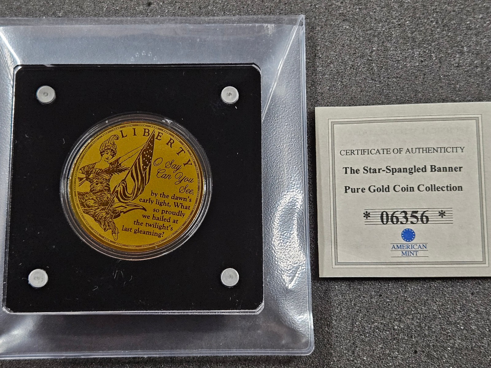 🌟 2022 American Mint STAR SPANGLED BANNER Eagle 1/200 oz .999 Gold Proof Round