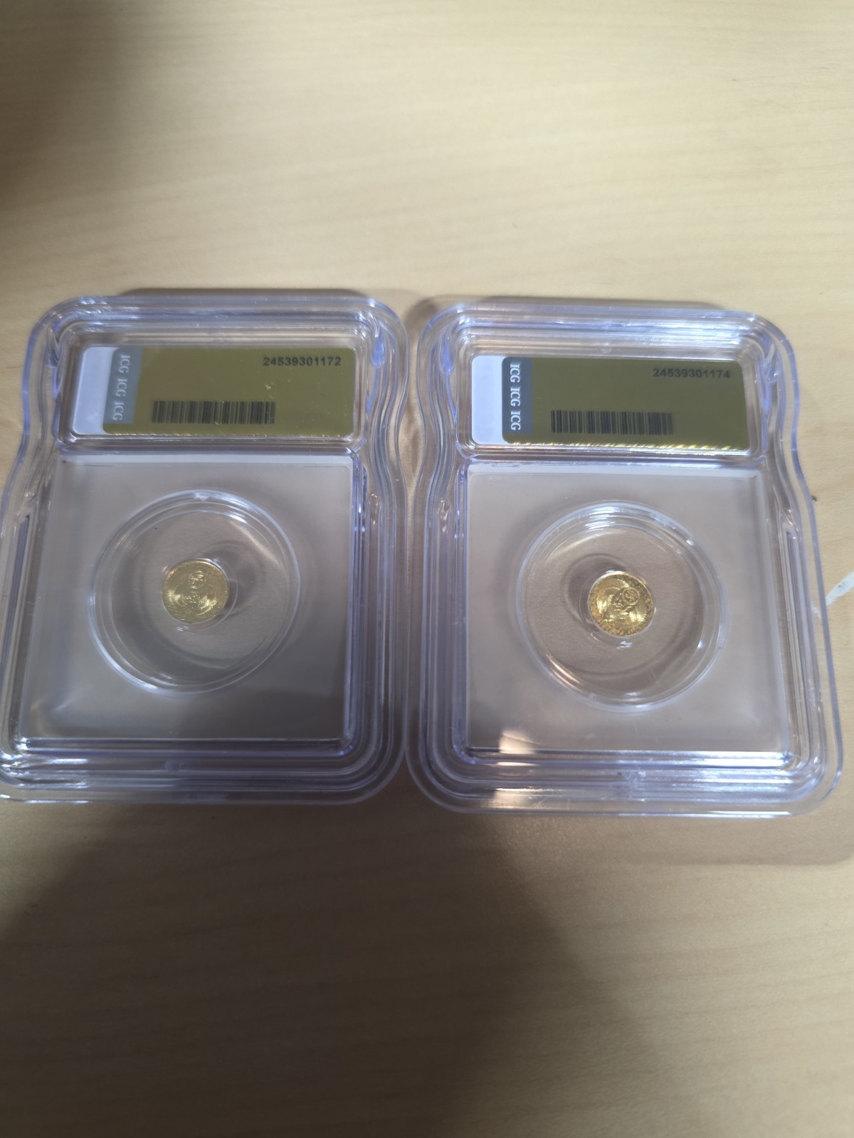Lot Of 2 ~ 1/200th Oz Gold Egyptian Scarab ICG Certified MS70 Gold Label Round
