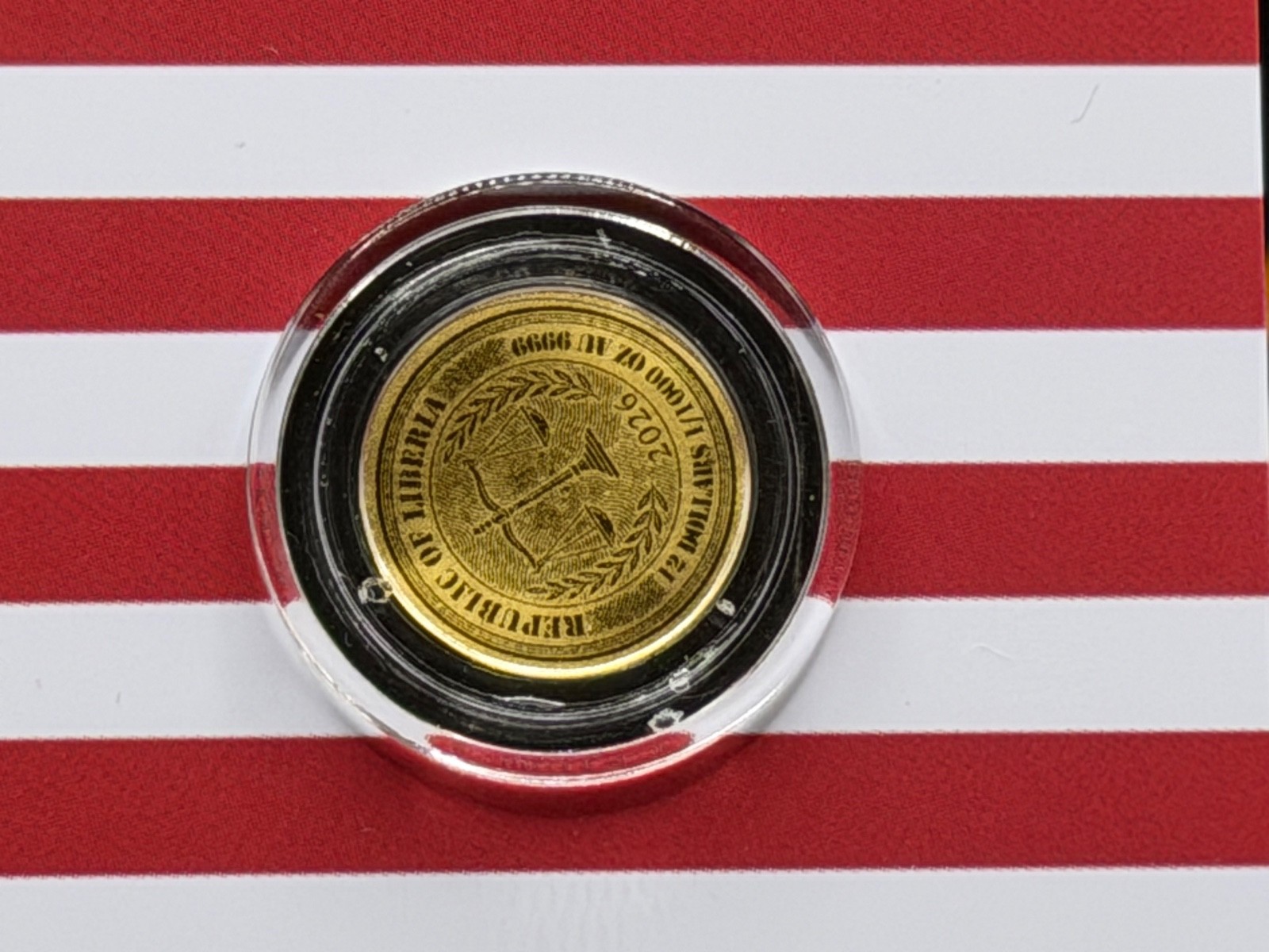 1/1000 oz Gold Coin Card 9999 Fine Gold 100 Dollar Bill Flag Theme