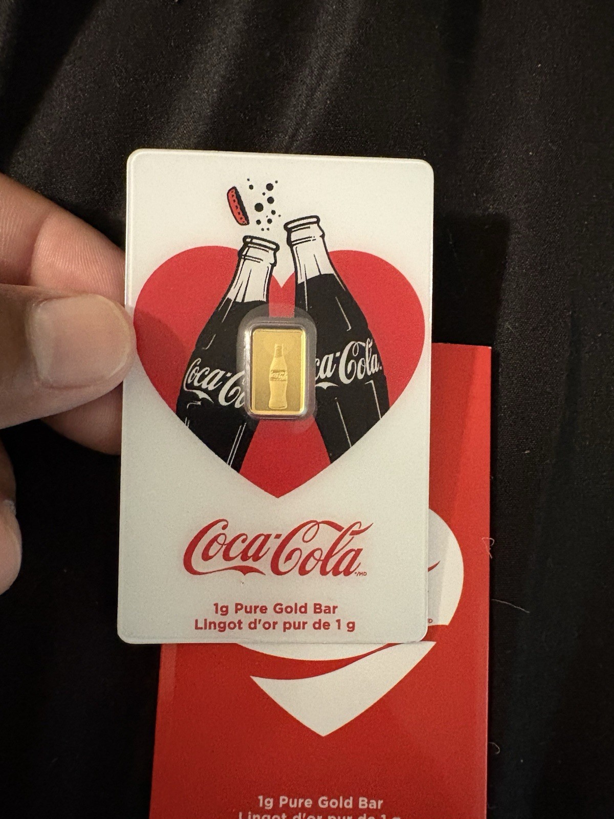 1g Gold Bar PAMP Suisse Coca-Cola Card .9999 Fine Gold Sealed Assay