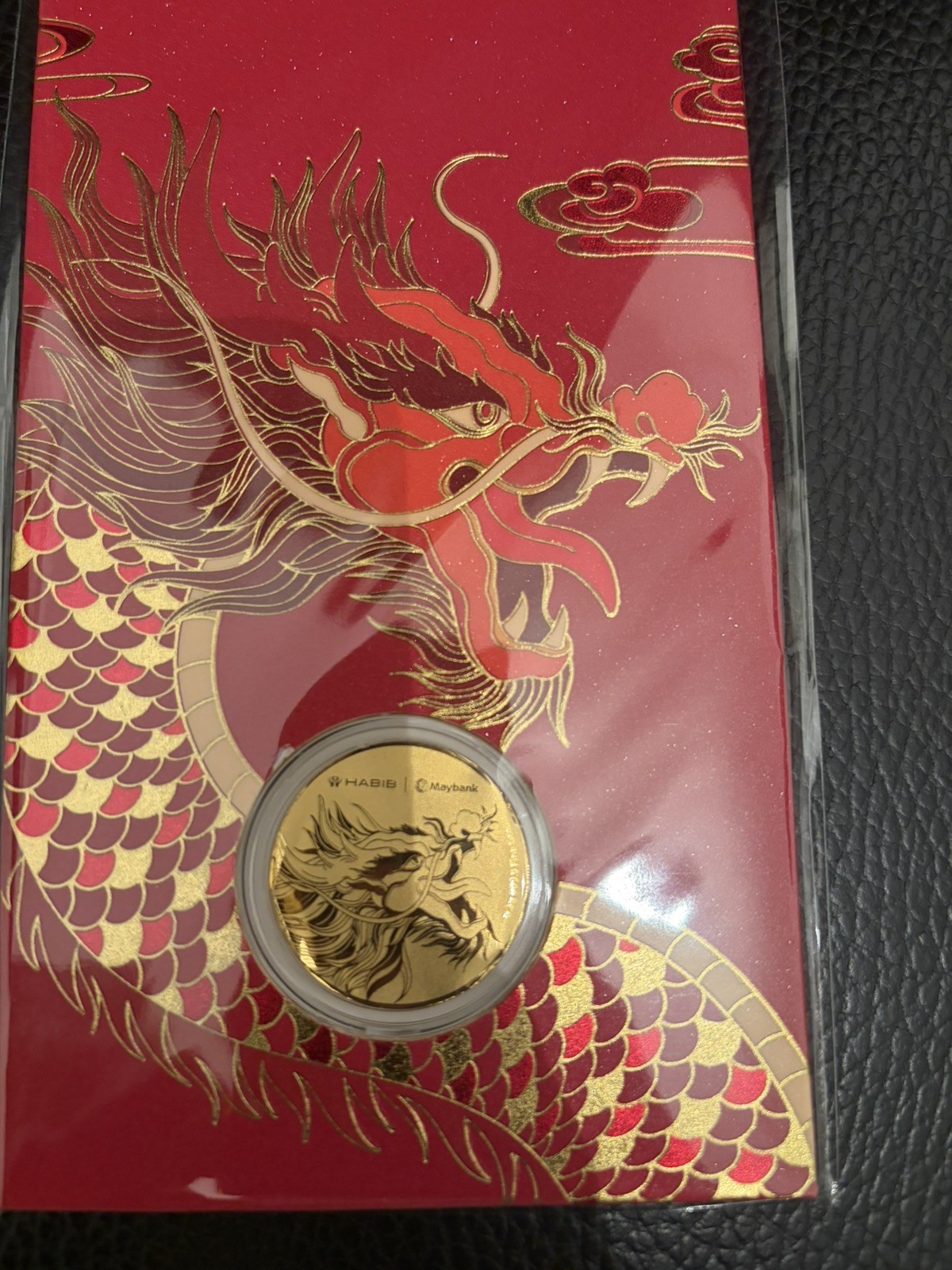 Lunar year of the dragon design Pure gold 0.2g 999.9