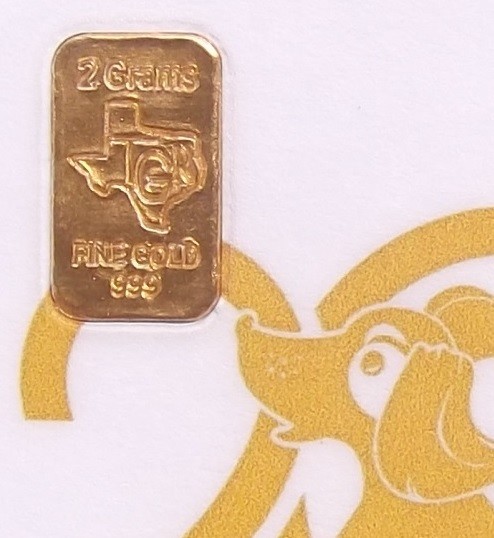 2 gram GOLD TGR BULLION Year of the DOG Gold Bar Sealed (In Assay). TWO DAY SHIP