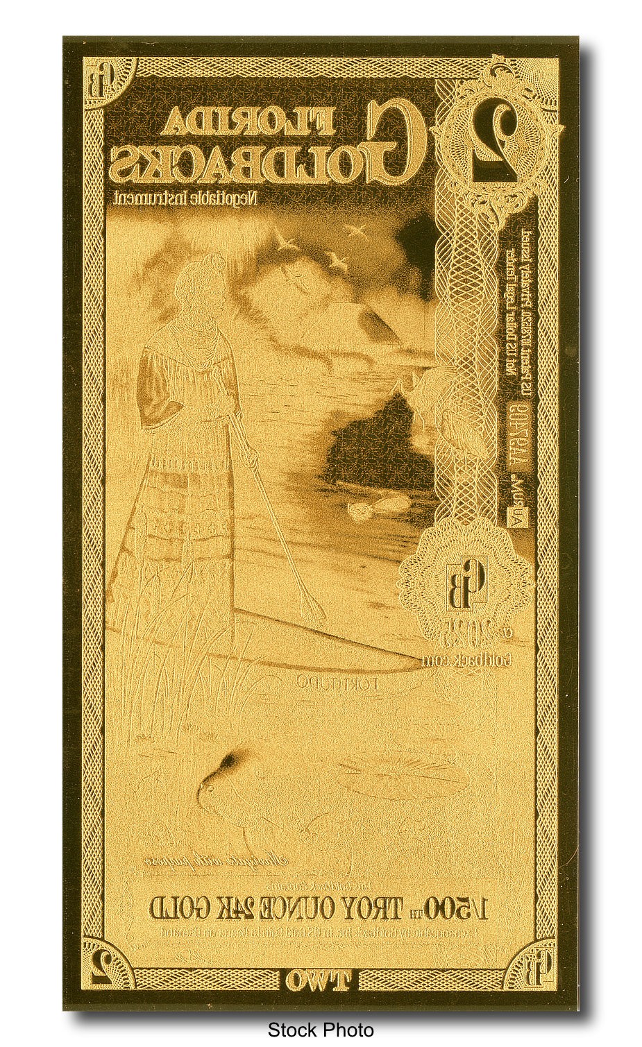 2025 Aurum 2 GB Florida 1/500oz 24K Gold Foil Note Limited Edition Two Goldbacks