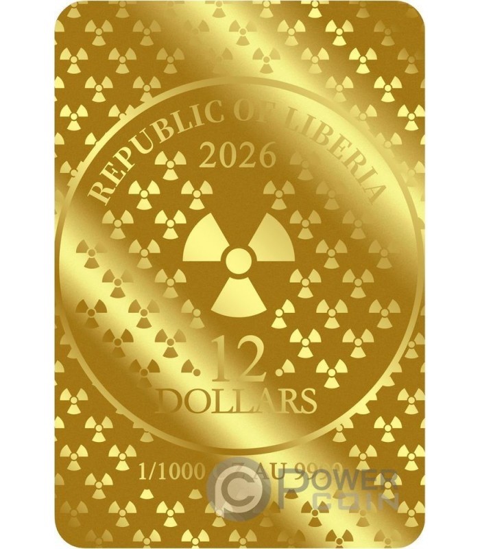 1/1000 oz 9999 Gold Bar Chernobyl 1986 Radiation Theme in capsule card