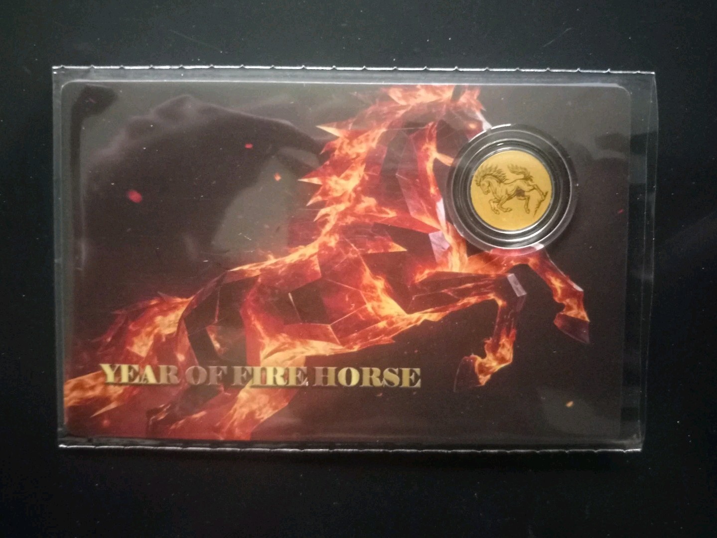 1/1000th oz Gold, Year of the Horse, 2026 Liberia .9999 Gold Coin in Card