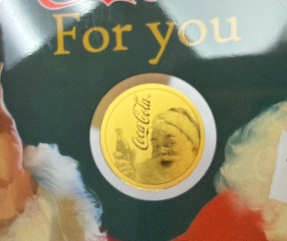 Coca-Cola Santa Christmas 1/1000 Oz .999 FINE Gold Coin Chad 3000 CFA Franc