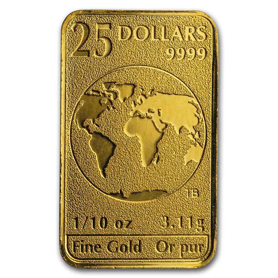 Canada 1/10 oz Gold $25 Bar BU Random Year – SKU#205691