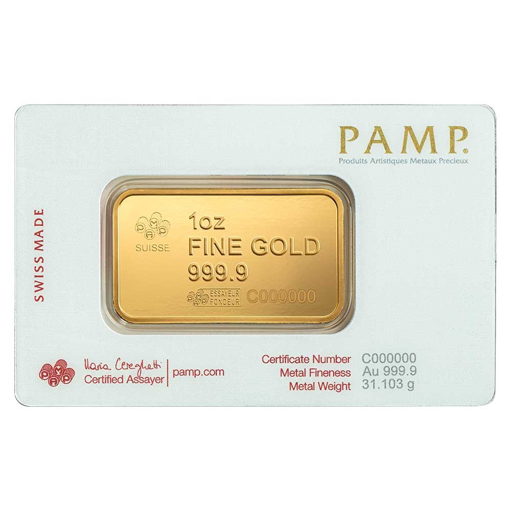 1 Troy oz Pamp Liberty Bell Gold Bar .9999 Fine
