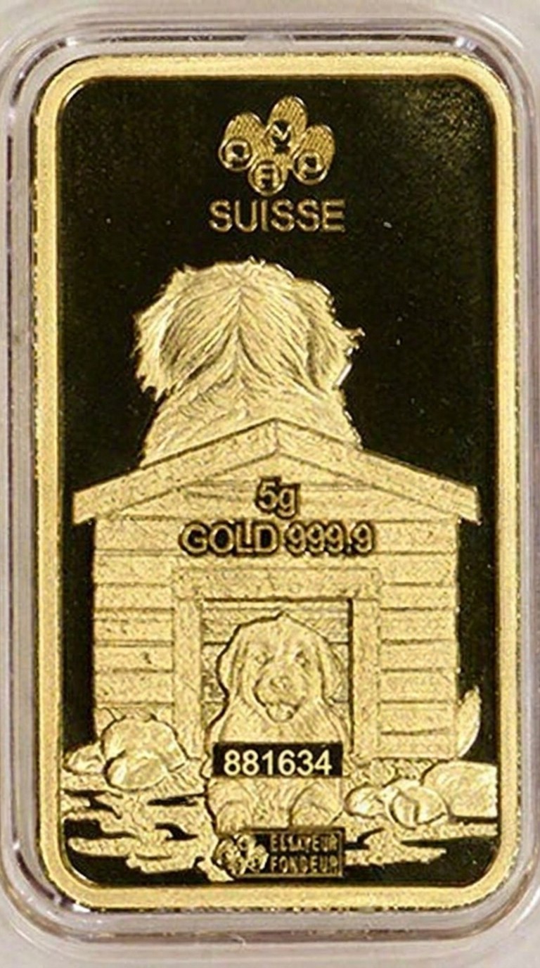PAMP Suisse 5g Gold Year of the Dog – The Lunar Calendar Series. New in Assay