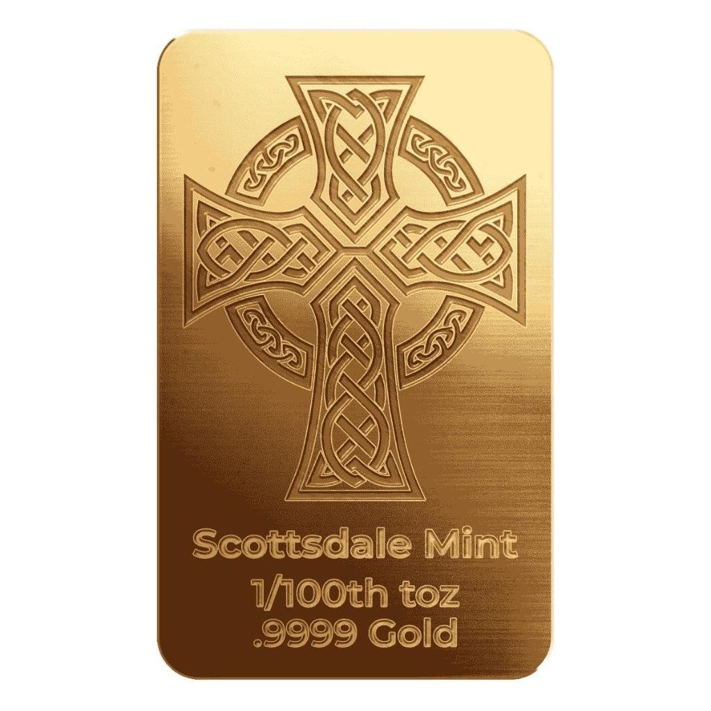 1/100 oz .9999 Gold Bar – Celtic Cross (Certi-Lock®) Gold Bullion Bar #A751