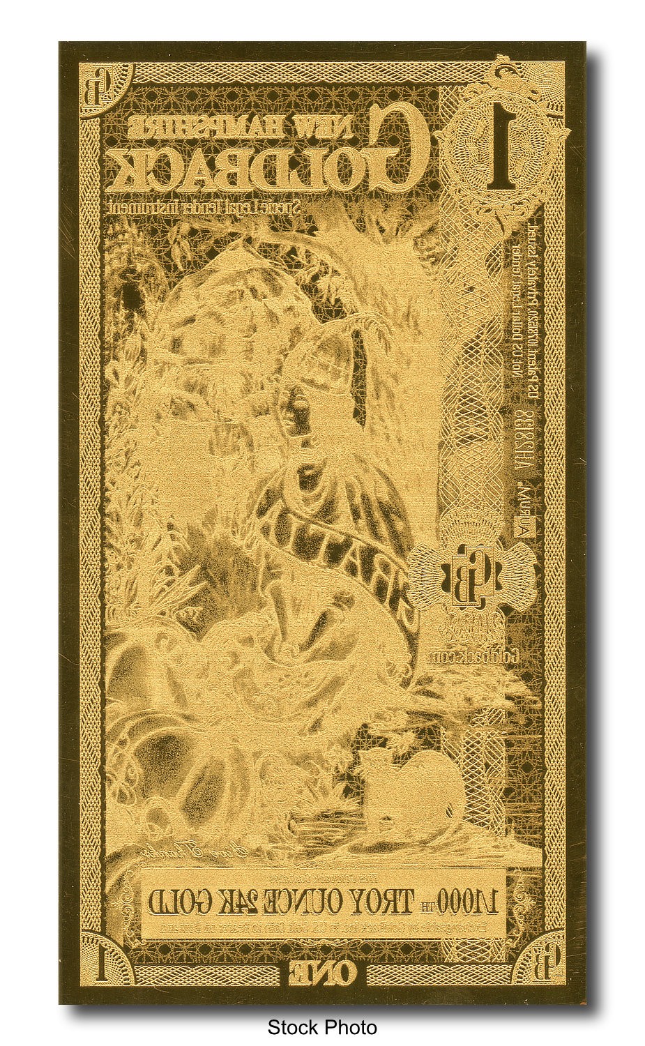 2022 Aurum 1 GB New Hampshire 1/1000 oz 24K Gold Foil Note Ltd. Ed. One Goldback