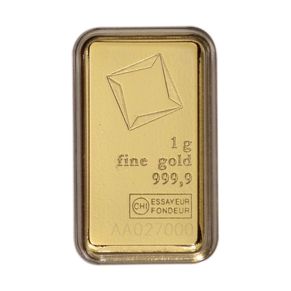 1 gram Gold Bar – Valcambi Suisse – 999.9 Fine in Sealed Assay