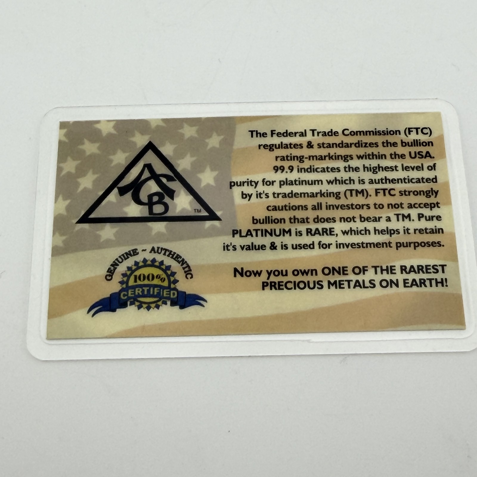 ACB Gold Silver Platinum 1GRAIN Combo Pack BULLION Bars w/COA’s
