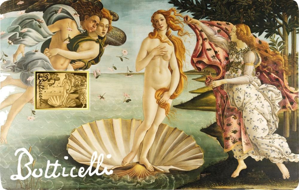 Botticelli collection 1/1000 Oz .999 Gold 3 coin cards Album