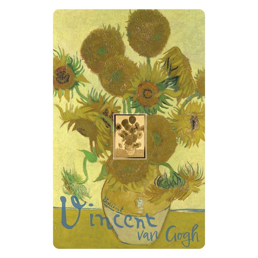 Vincent Van Gogh Sunflowers 1/1000 Oz 999 Gold in Coin card 3000 Francs Chad