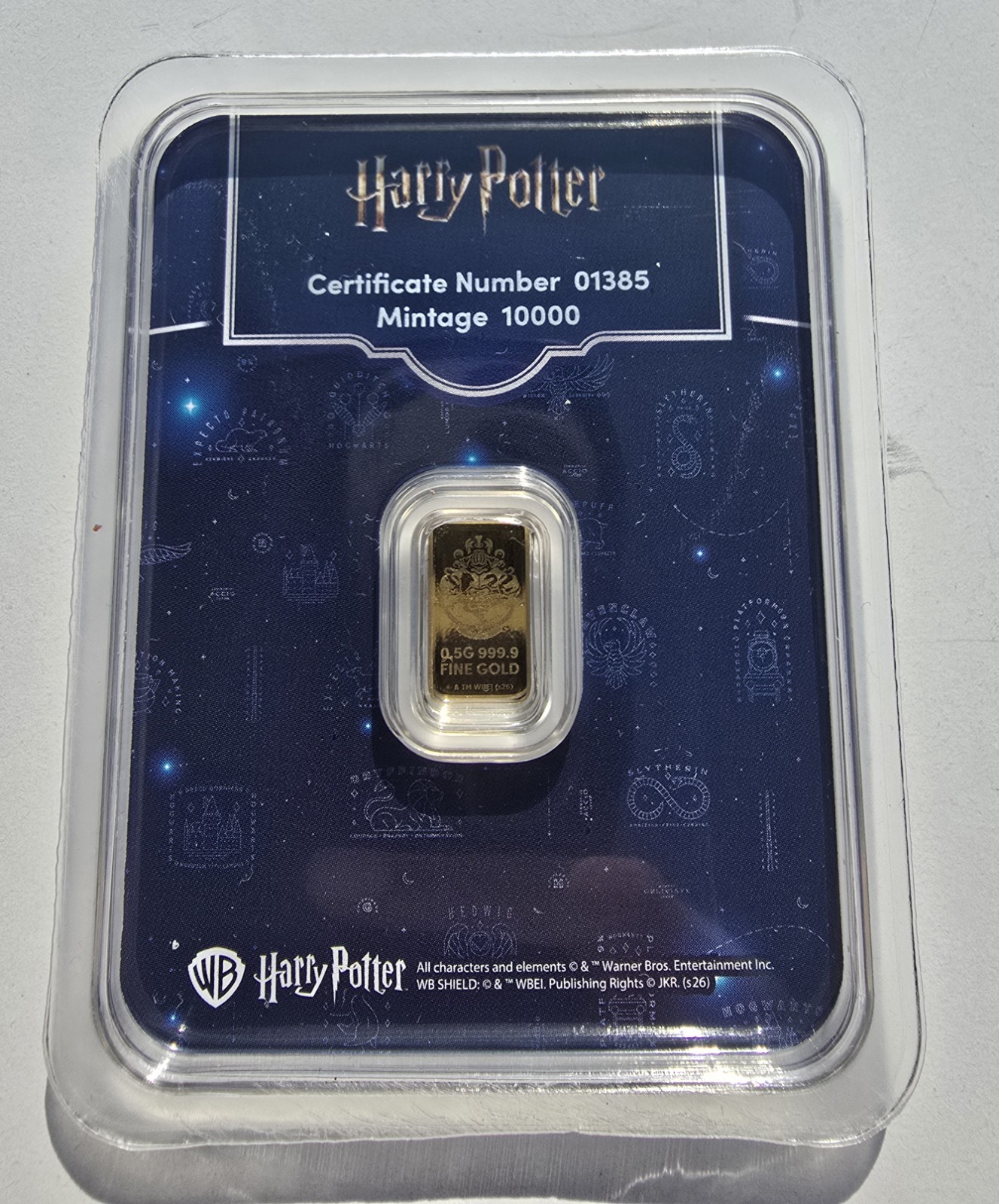 Harry Potter 0.5g Fine Gold Bar 999.9 PAMP Suisse Limited Edition Sealed