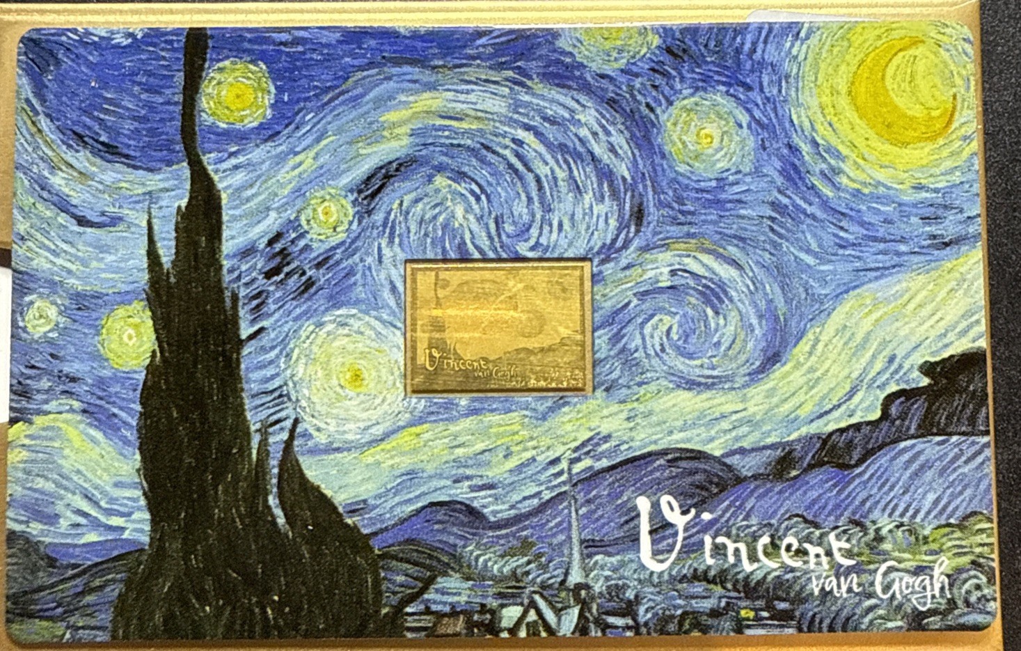 2025 Vincent Van Gogh Starry Night 1/1000Oz .999 Gold Coin card 3000 Francs Chad