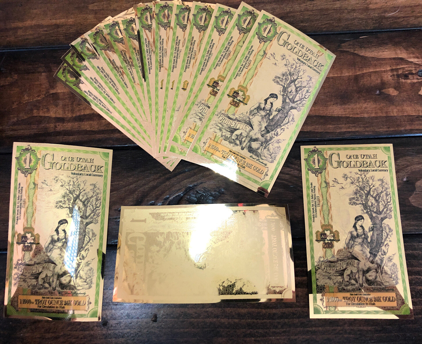 1 Utah Goldback -Aurum Gold Foil Note- 24K GOLD!-1/1000 OZ GOLD-AS LOW AS $9.74!