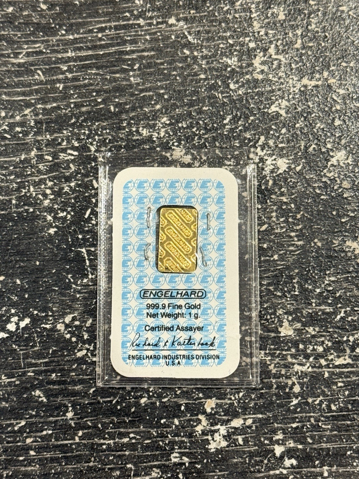 Engelhard Vintage 1 Gram Gold Bar Assay