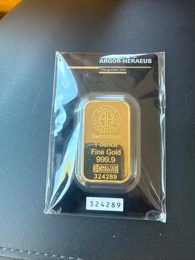 Argor-Heraeus 1 oz Gold Bullion Bar 999.9 Fine Gold .9999