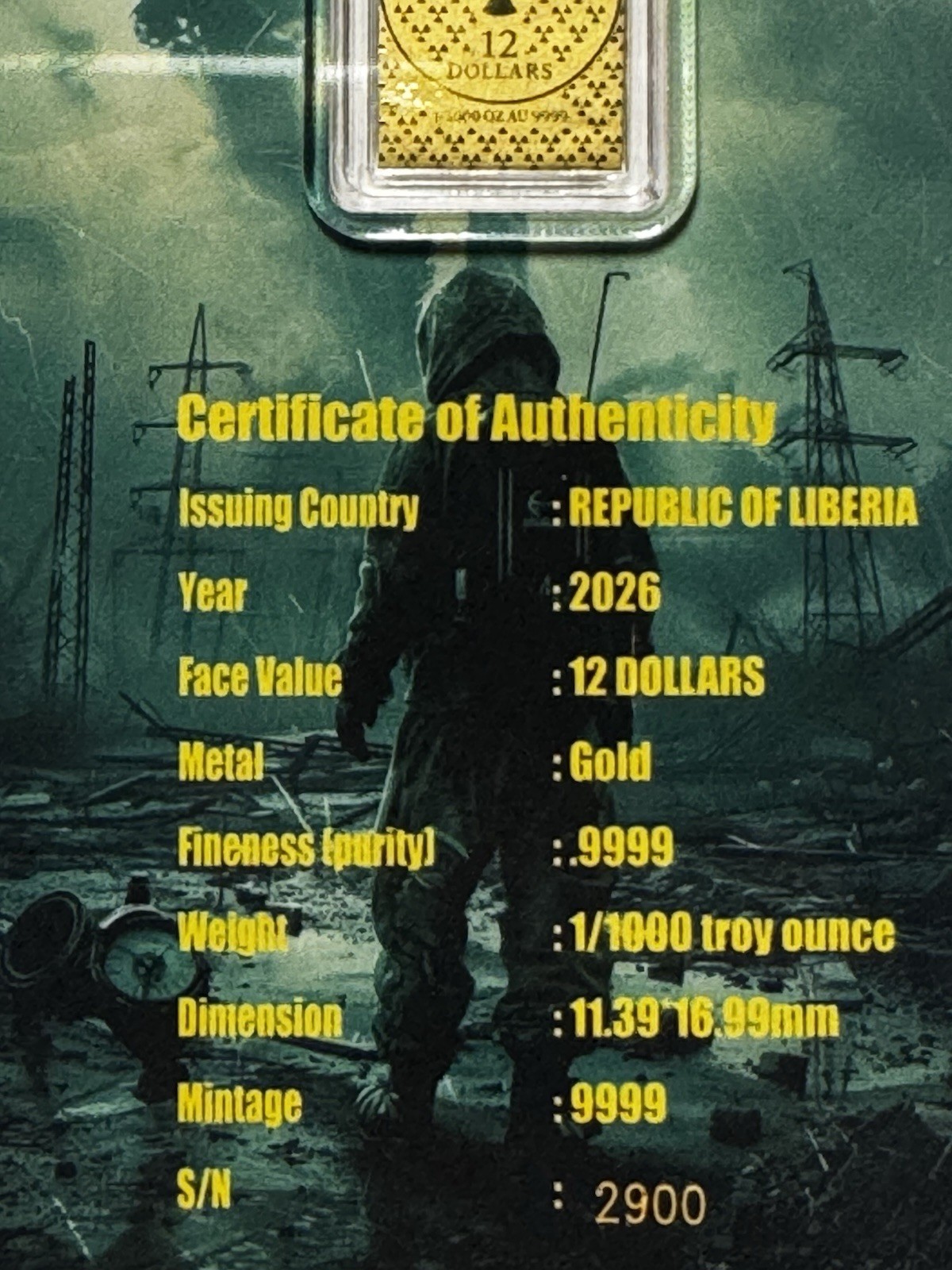 !!Gold!! 1/1000th Oz Gold Bar 2026 Republic Of Liberia Mintage 9,999