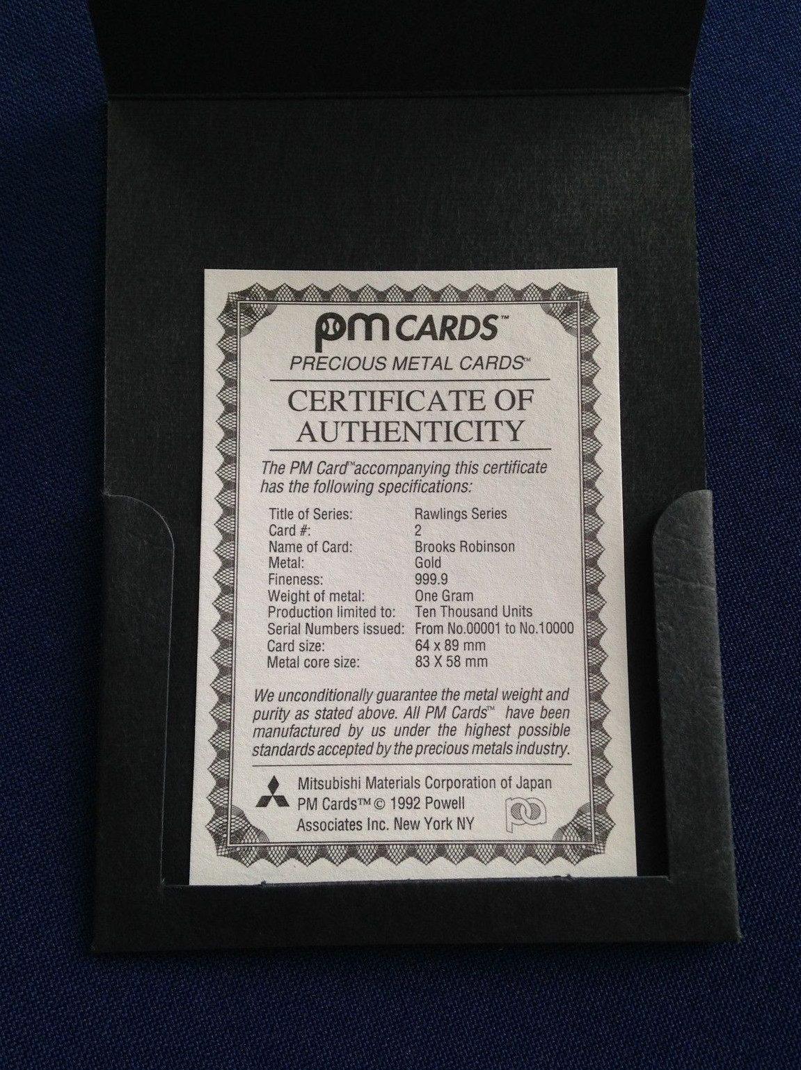 1992 Brooks Robinson PM Precious Metal Cards Mitsubishi Ser #0262 Gold E0902