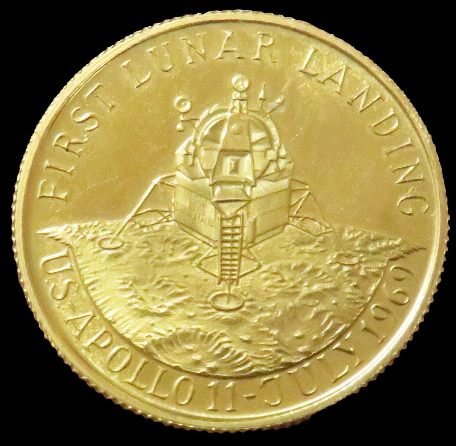 1969 GOLD ITALY 3.5 GRAM DUCAT APOLLO 11 LANDING ARMSTRONG, ALDRIN,COLLINS COIN