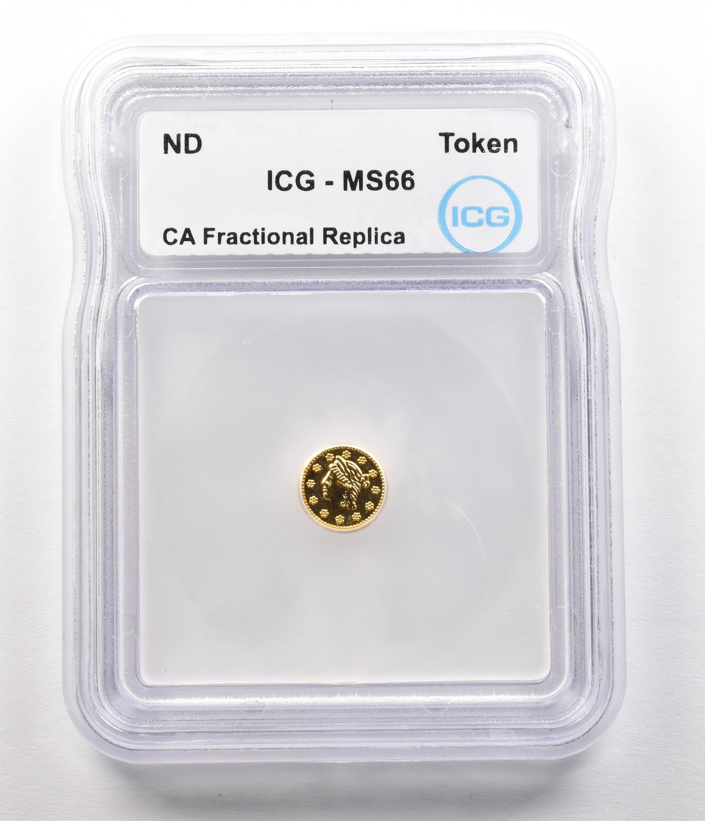 ND California Fractional Gold Token Liberty Head 1/4 Dollar MS66 ICG *4920