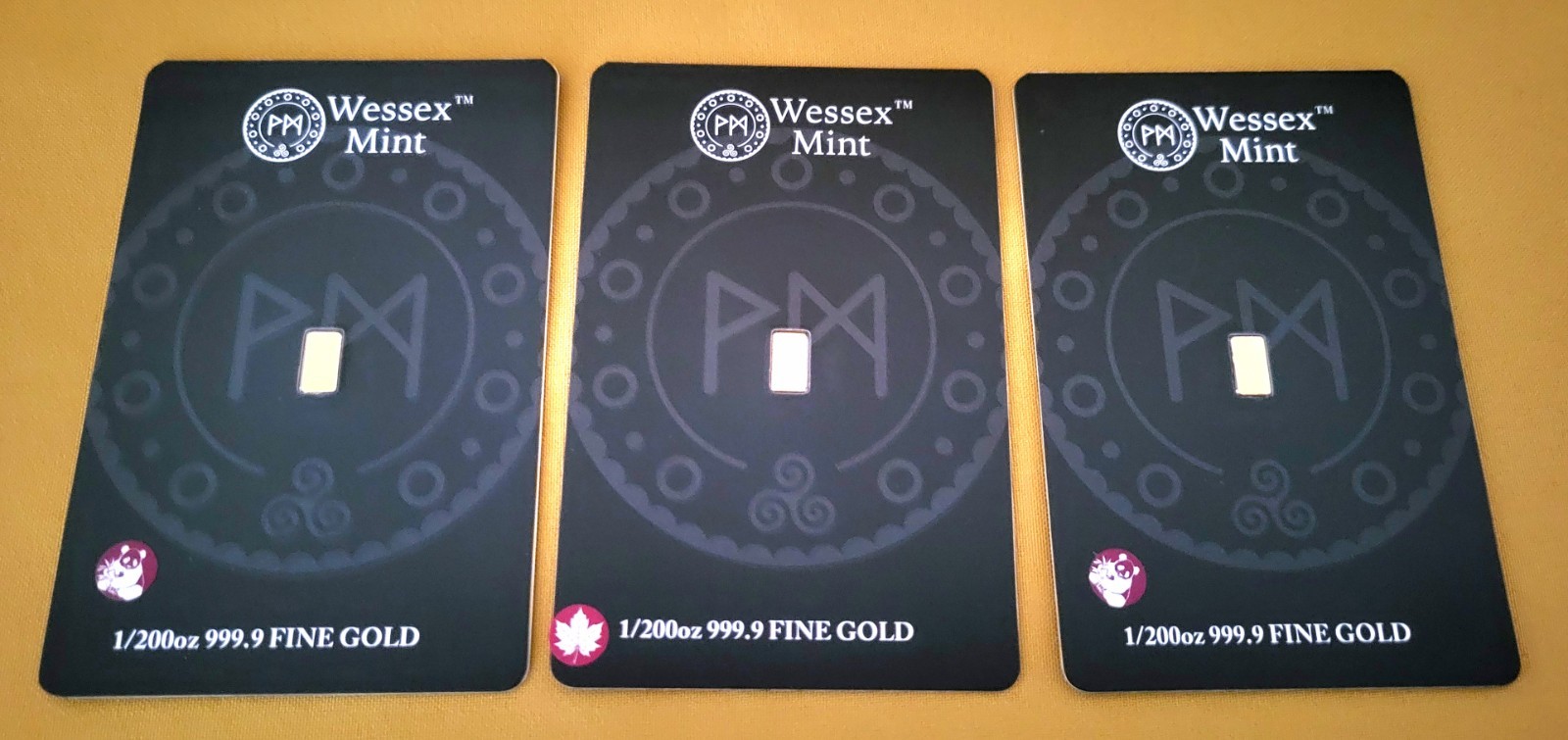 Wessex Mint x3 1/200th 24ct Gold Bars Brand New Sealed
