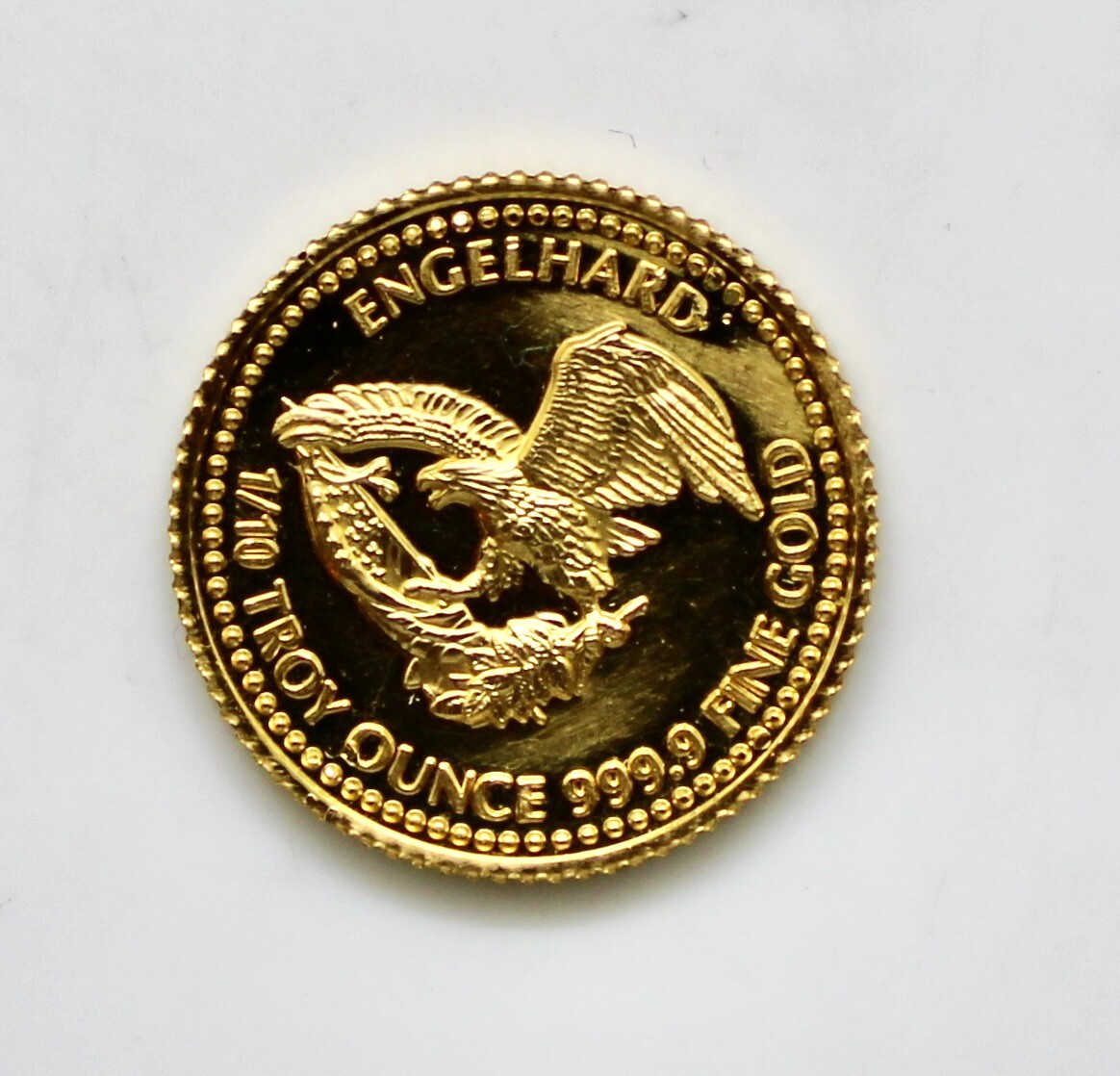VERY RARE 1985 1/10th oz 9999 Fine Gold Engelhard Prospector Bar/Round