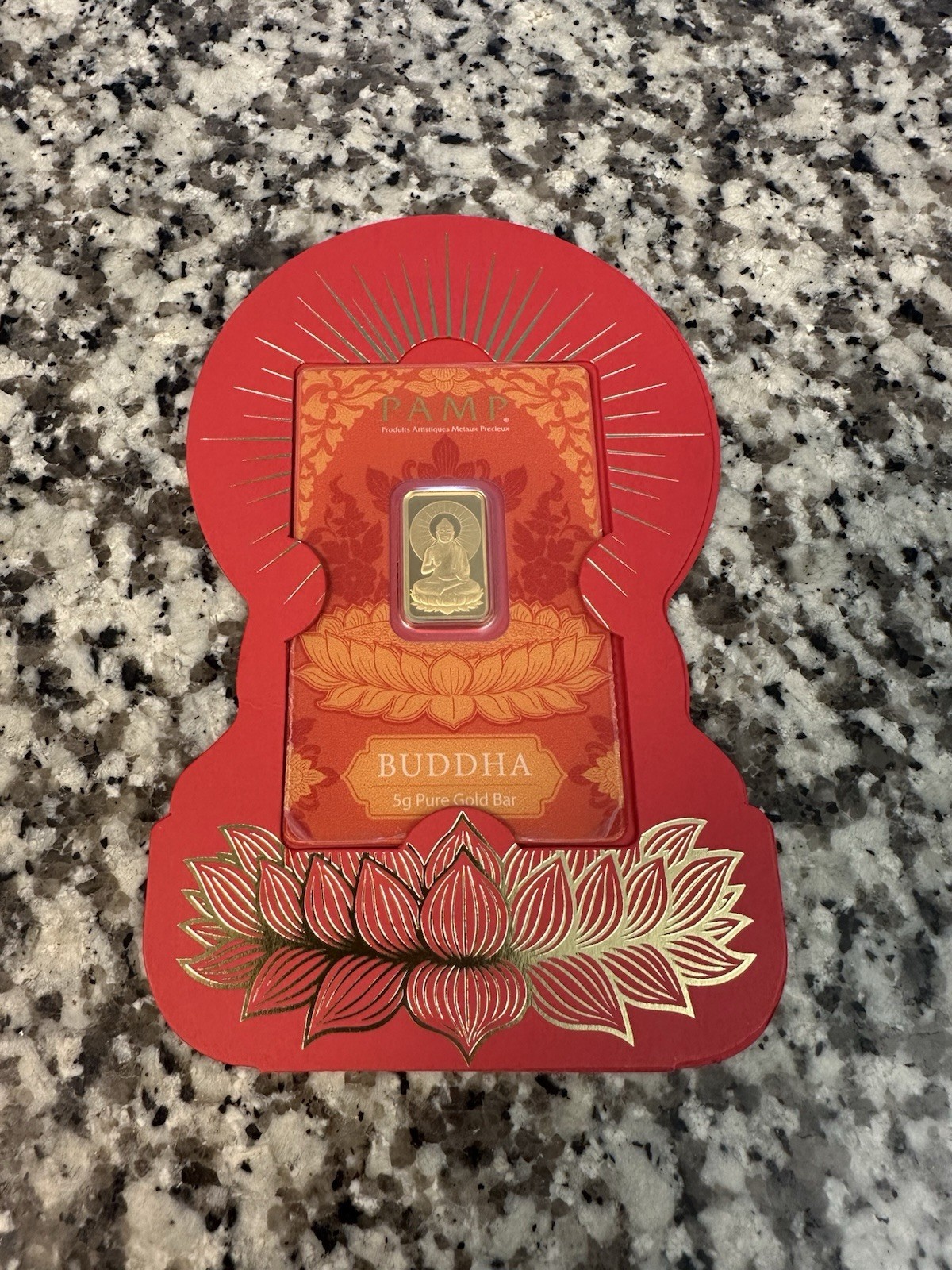 PAMP Suisse Buddha 5 g Gold Bar .9999 Fine Gold Bullion Bar in Assay Card