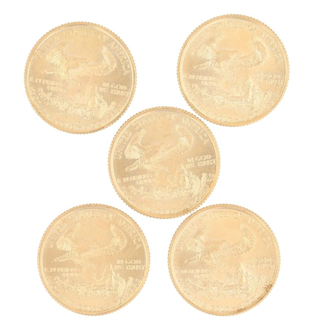 10 – 1998 $5 American Gold Eagle 1/10 oz .999 Fine Gold Bullion U.S. Mint