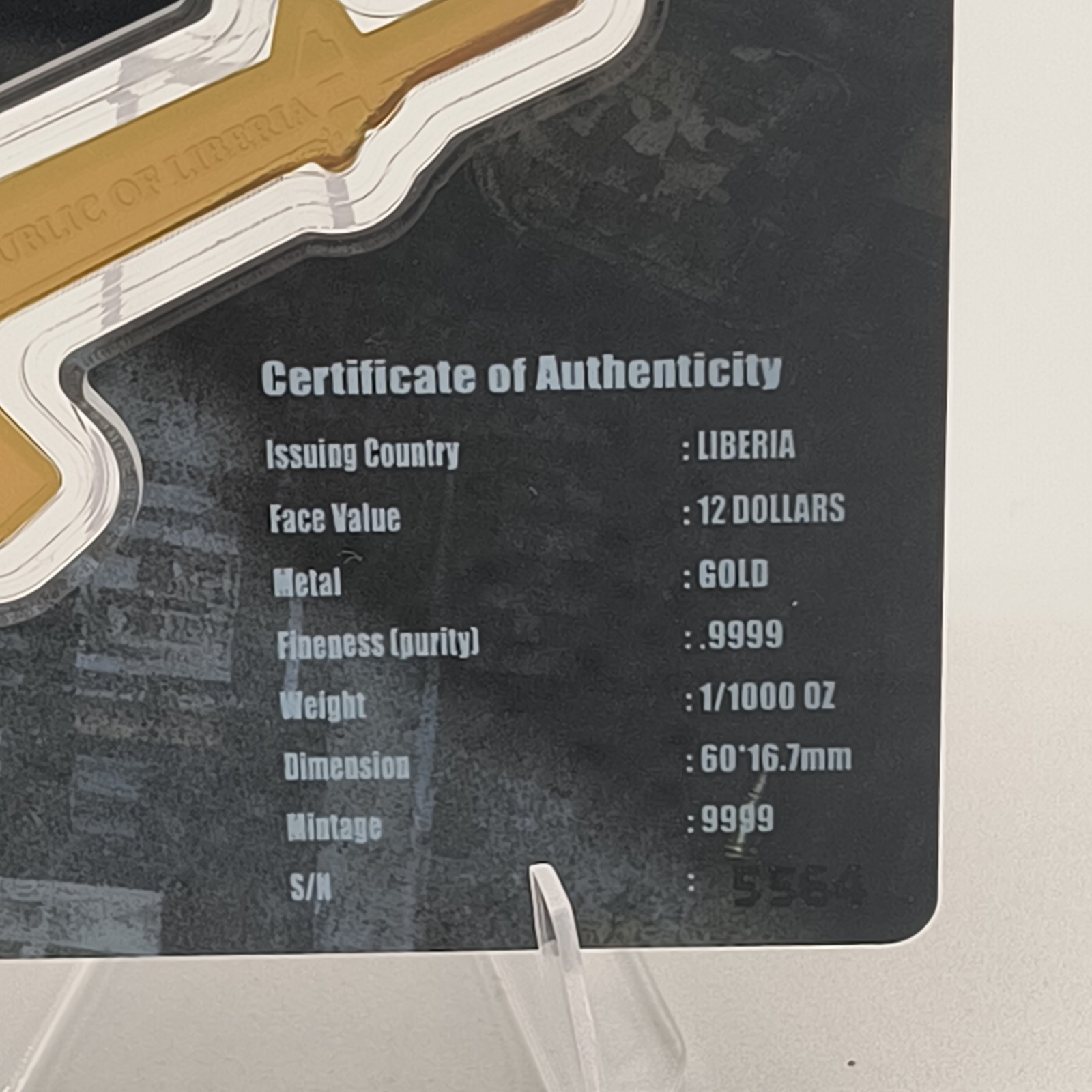 2026 M16-Shaped .9999 Gold Bar 1/1000 oz