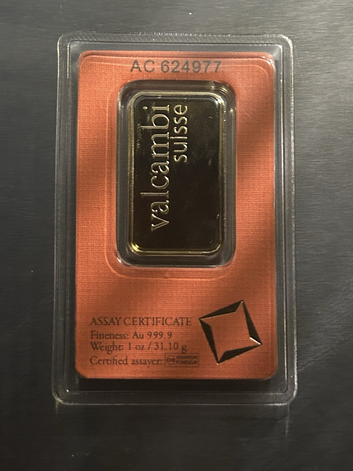Valcambi Suisse .9999 Fine Gold Bar 1 Troy oz Sealed in Assay