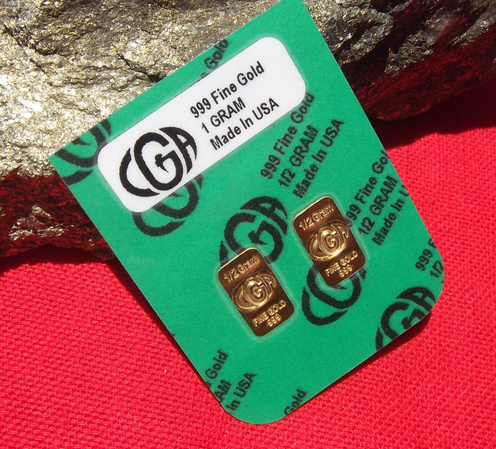 1 GRAM GOLD 24K PURE CGA BULLION BARS 999 THE IDEAL PREPPER COMBO DOUBLE INGOTS.