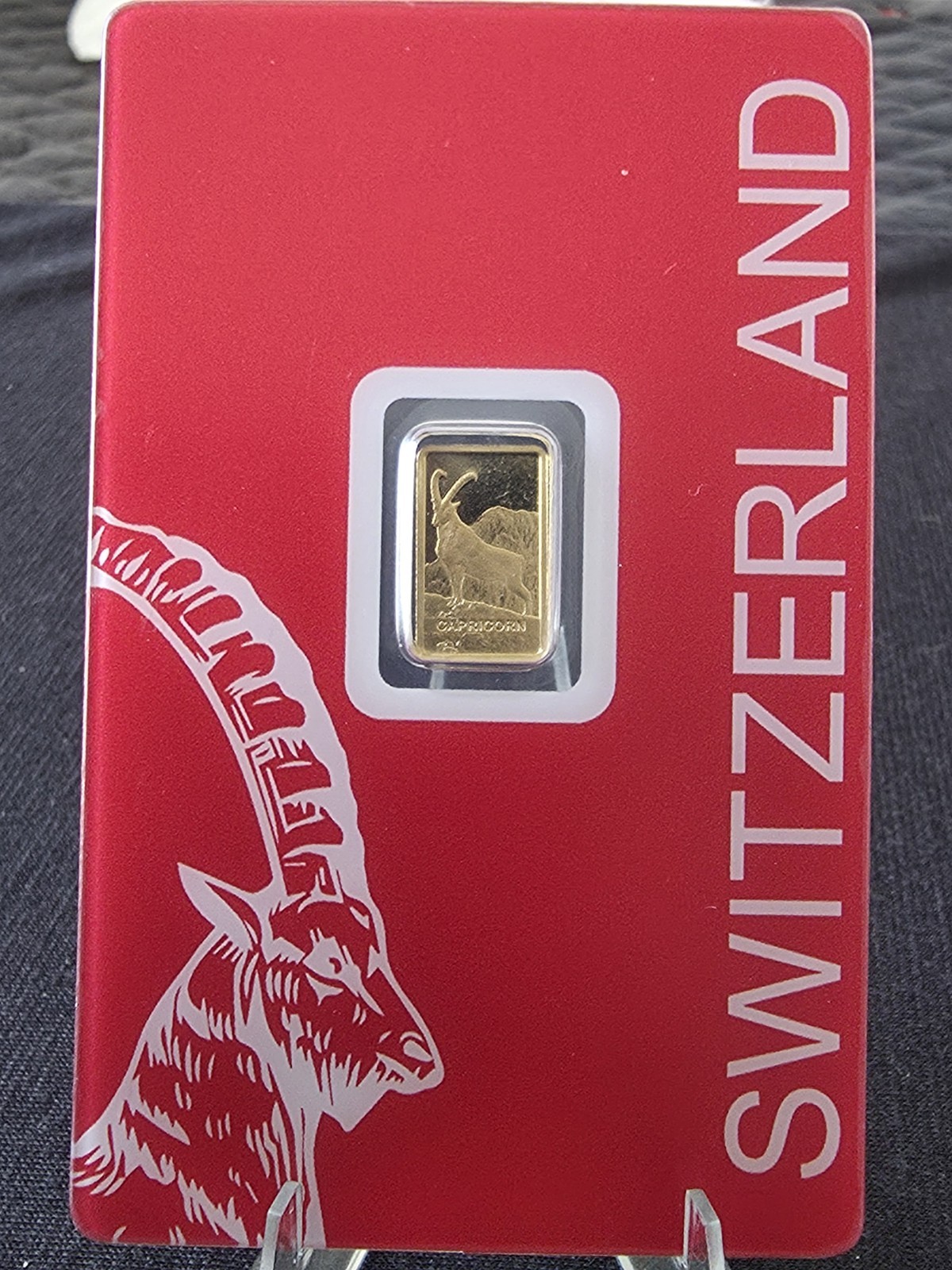 1 Gram Gold Bar Pamp Suisse Capricorn, 5000 Mintage Number 3132, 999.9 Pure Gold