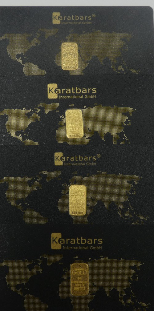 Lot of 4 Karatbars Each Contains 1g 999.9 Fine Gold – 4g 999.9 Fine Gold Total