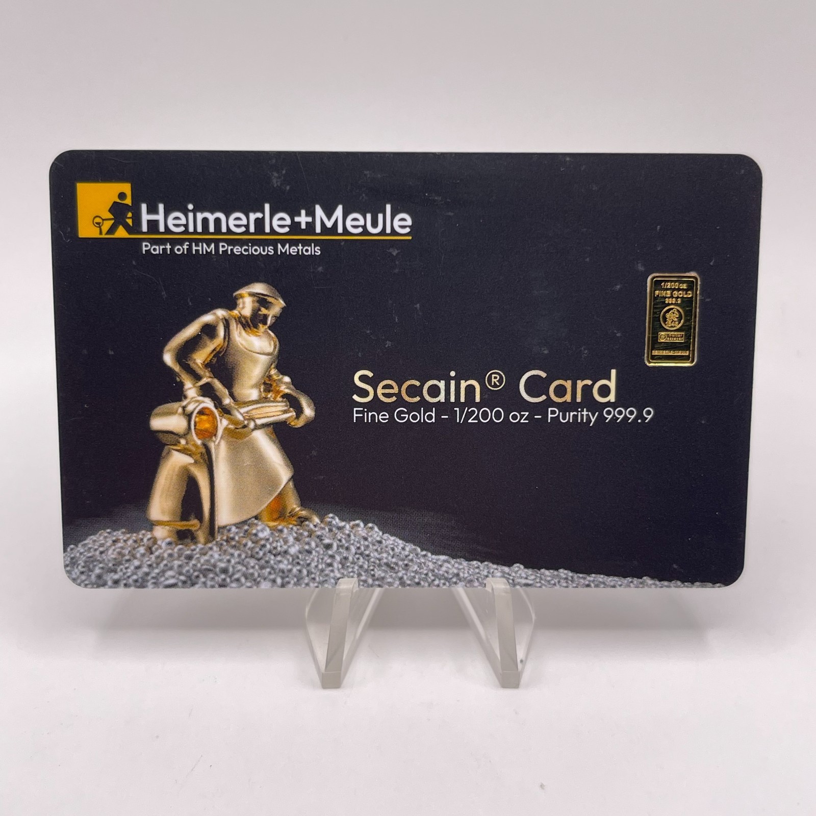 .9999 FINE GOLD 1/200TH TROY OZ BAR HEIMERLE+MEULE W/SECAIN ASSAY CARD SEALED