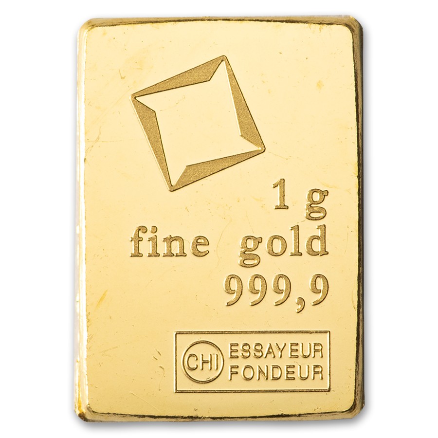 1 gram Gold CombiBar™ Valcambi Suisse Bar .9999 Fine