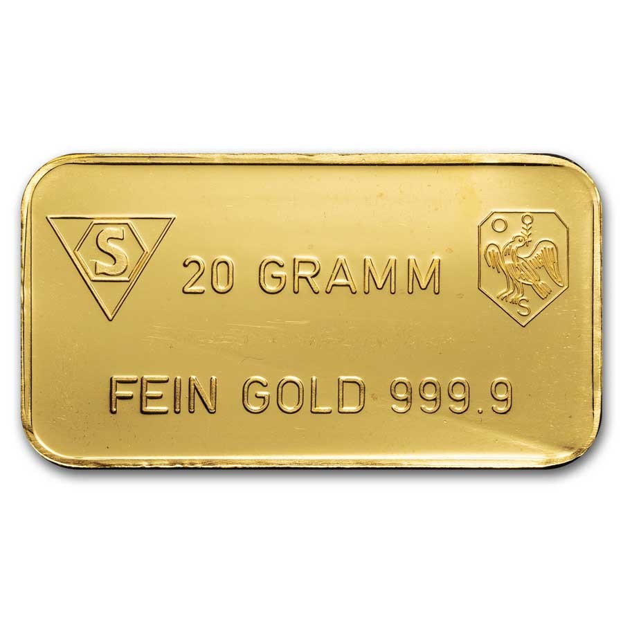 20 gram 999.9 Gold Bar – Swiss Bank Corporation