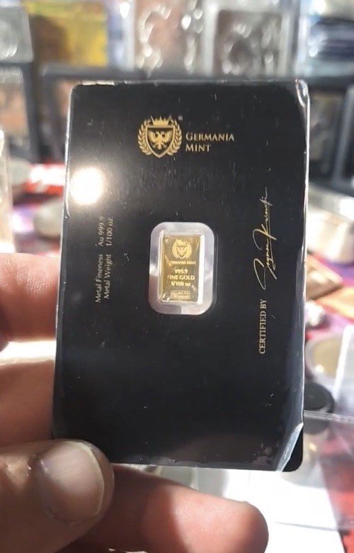 Germania Gold Bullion – 1/100 oz Gold Proof Bar In Assay Warrior Princess-SEALED