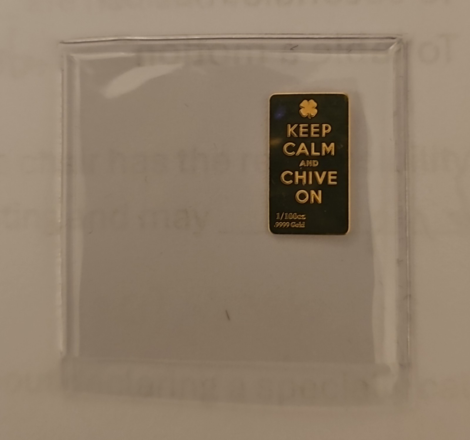 The Chive Shamrock Gold Bar 1/100th oz