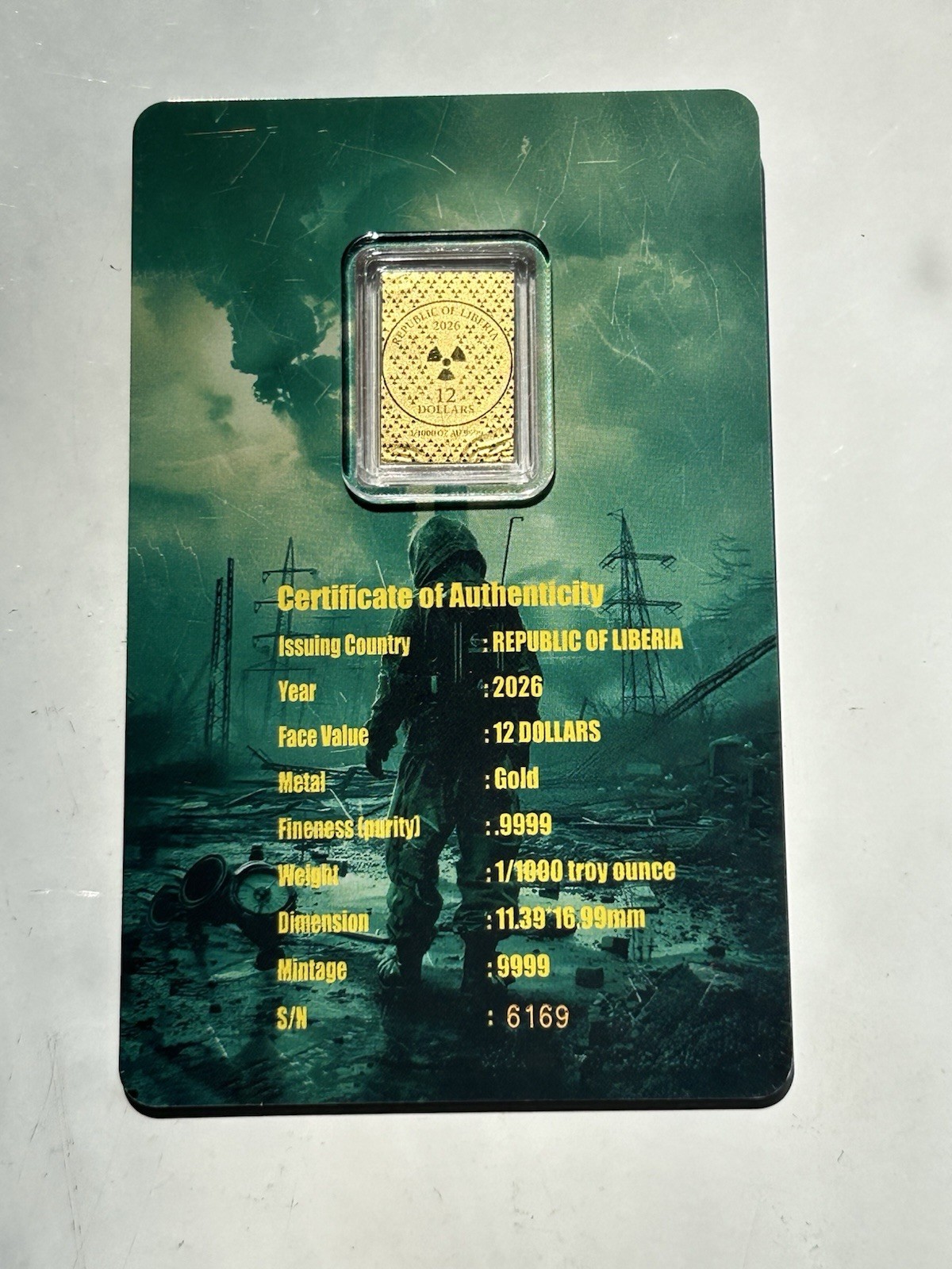 1/1000th $12 Gold Chernobyl Card Montage Of 9999