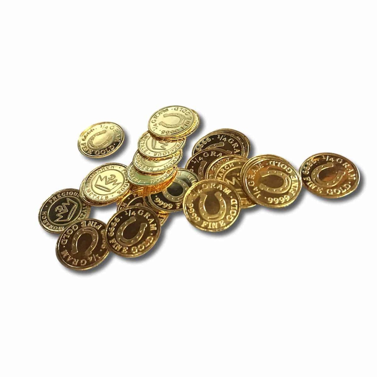 Roll of (10) 1/4 Gram .9999 Fine Gold Rounds – Lucky Horseshoe (in Capsules)