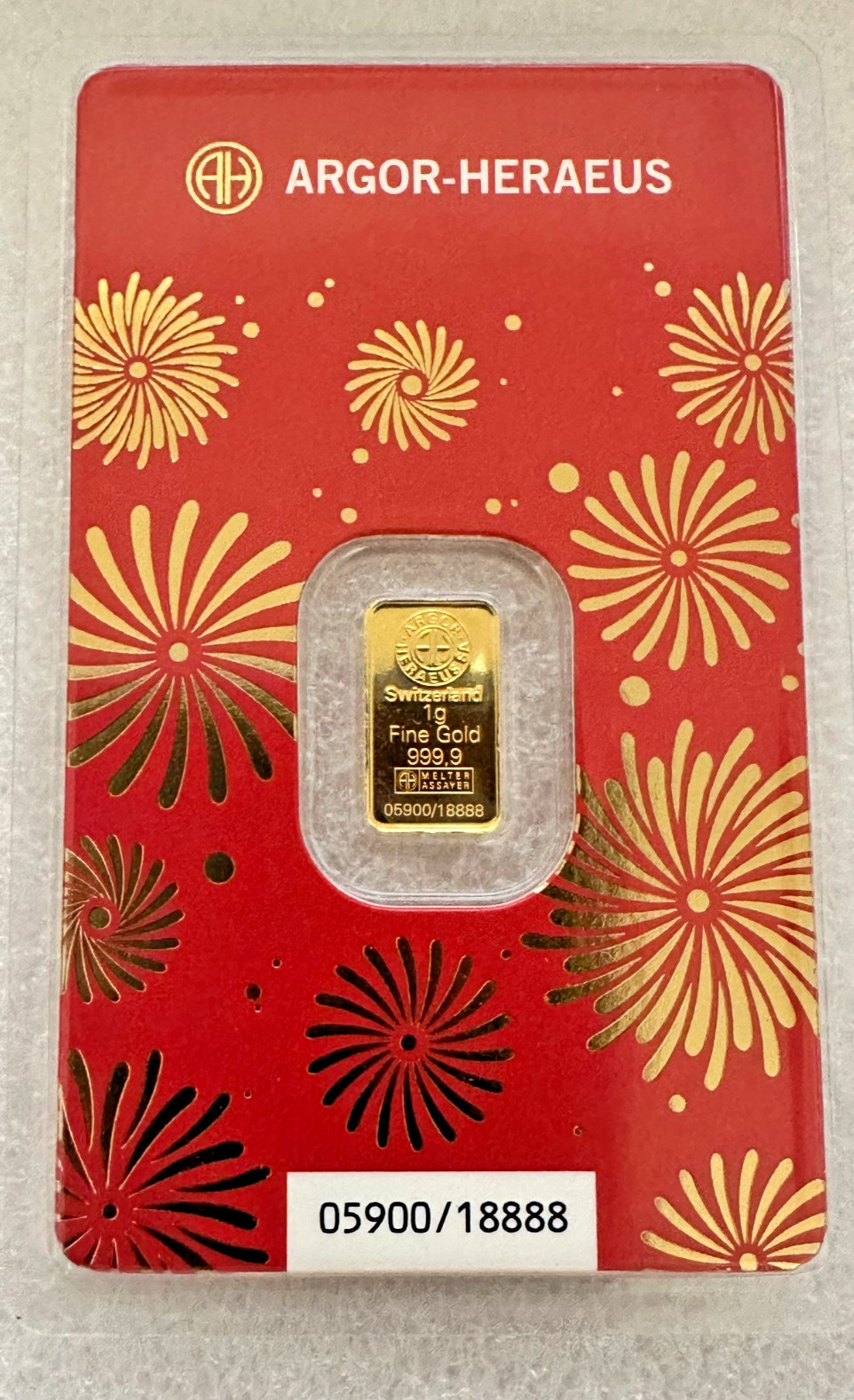 Argor-Heraeus 1 Gram .9999 Fine Gold Bar Lunar Snake ~ Premium Swiss Gold – NEW