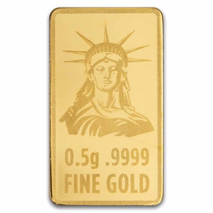 1/2 gram Gold Bar – United States Flag & Statue of Liberty
