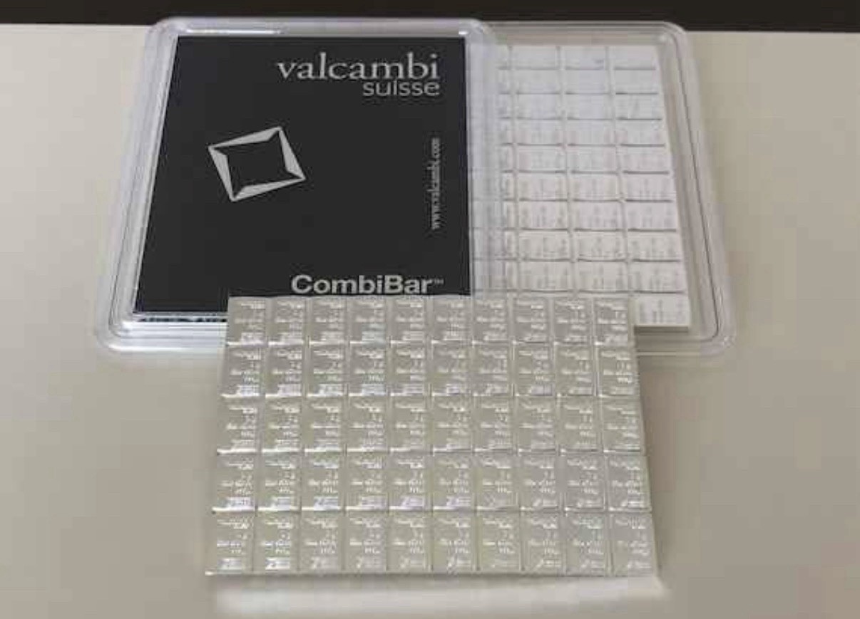 COMBO 1 gram Gold + Silver Valcambi Suisse .9999 Fine Gold & Silver Bars