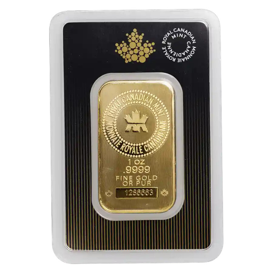 1 oz Gold Royal Canadian Mint Bar with Assay Card