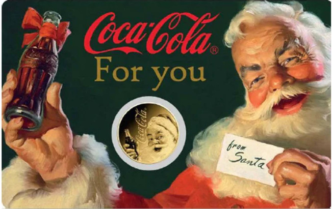 Coca Cola Christmas 1/1000 Oz 999 Gold 3 coin cards Album