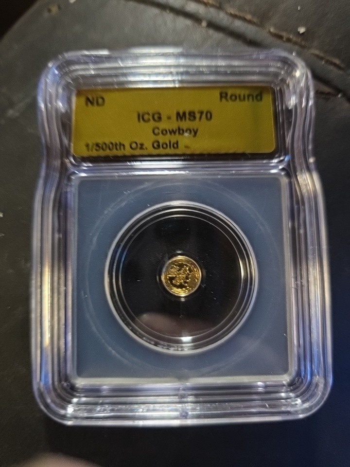 ICG MS70 Gold Cowboy Round 1/500th oz Gold